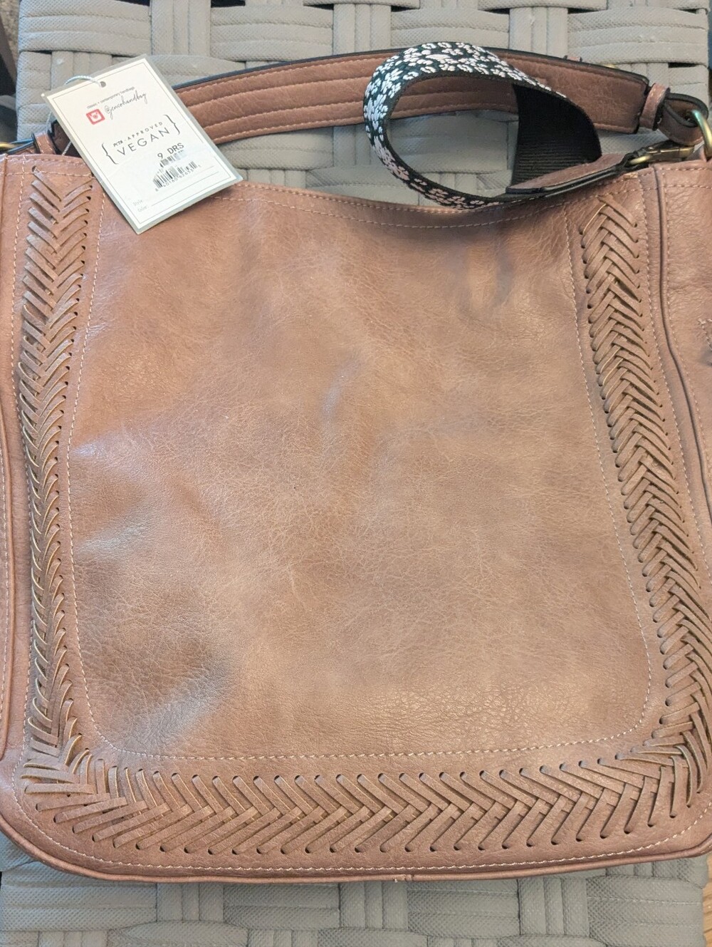 Jen & Co Vegan Faux Leather Hobo Bag Purse Deep Rose NWT